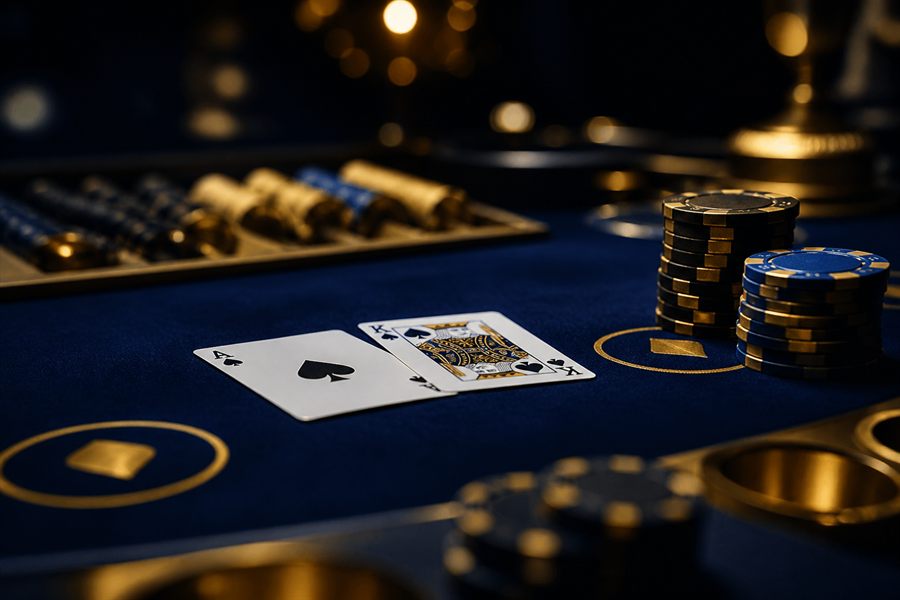 Krupiér rozdává karty - blackjack live